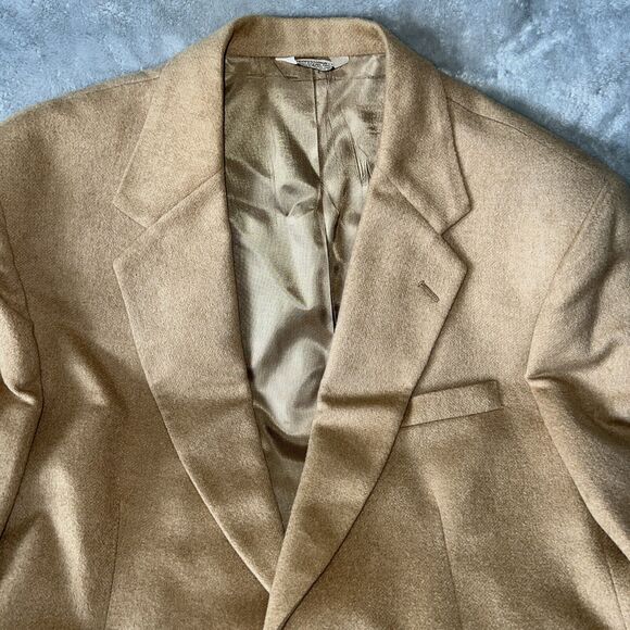 Joseph Richards Vintage 70s Mens 46R 100% Camel Hair USA Made Jacket Silk Lined - Picture 4 of 16